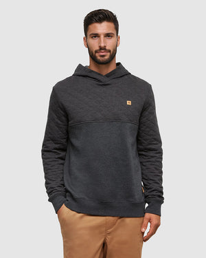 Black Quilted Graphic Hooded Pullover