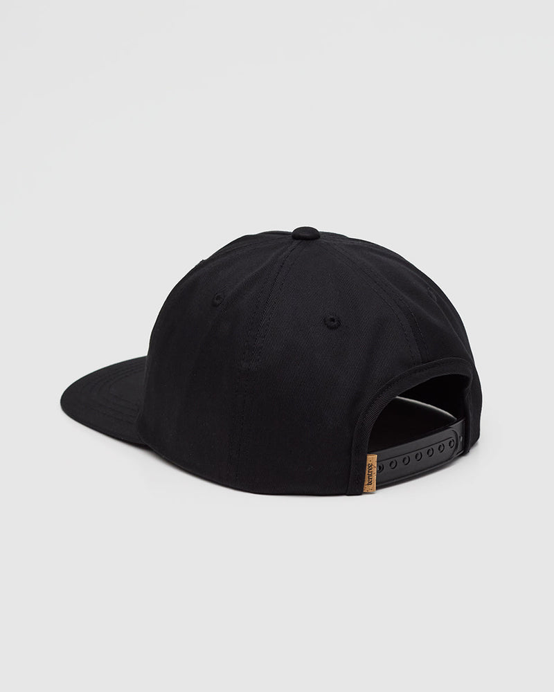 Black-5-Panel-Flat-Brim-Baseball-Cap