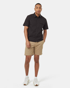 Black-Collared-Shortsleeve-Button-Up-Shirt