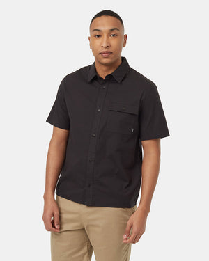 Black-Collared-Shortsleeve-Button-Up-Shirt