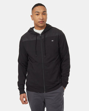 Black-Contrast-Drawcord-Zip-Up-Hoodie