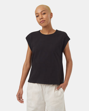 Black-Crew-Neck-Extended-Shoulder-Relaxed-Tank-Top