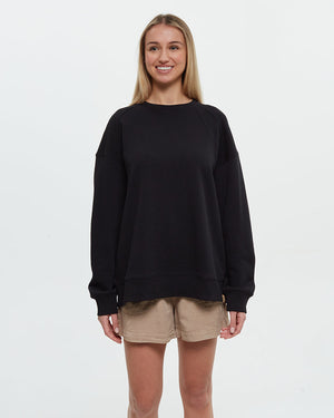 Black-Crew-Neck-Oversized-Fit-Sweatshirt