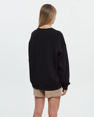 Black-Crew-Neck-Oversized-Fit-Sweatshirt