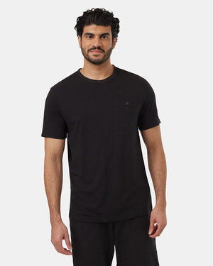 Black-Crew-Neck-Pocketed-Shortsleeve-T-Shirt