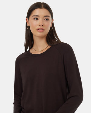 Black-Crew-Neck-Shirttail-Hem-Long-Sleeve-Top