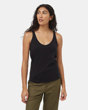 Black-Deep-V-Neck-Regular-Fit-Tank-Top