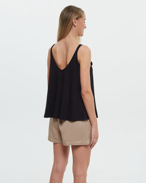 Black-Double-V-Neck-Relaxed-Fit-Tank-Top