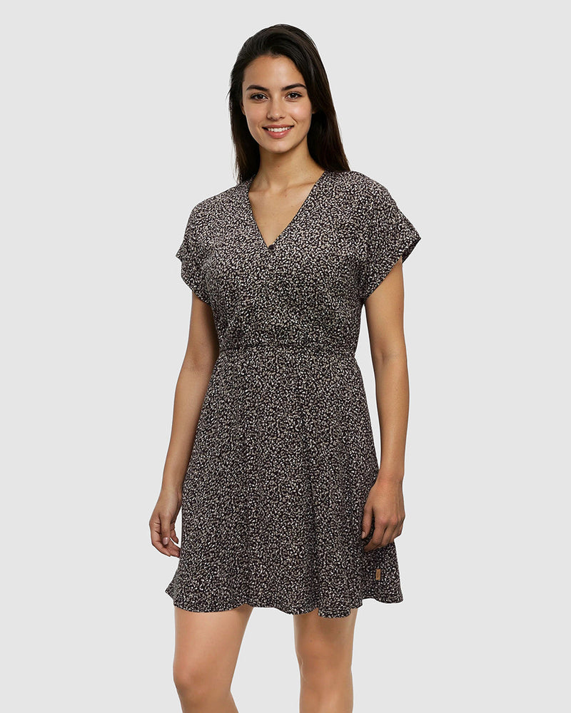 Black-EcoWoven-Crepe-Wrap-Front-Dress