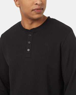 Black-Embroidered-Logo-Henley-Crew-Sweatshirt