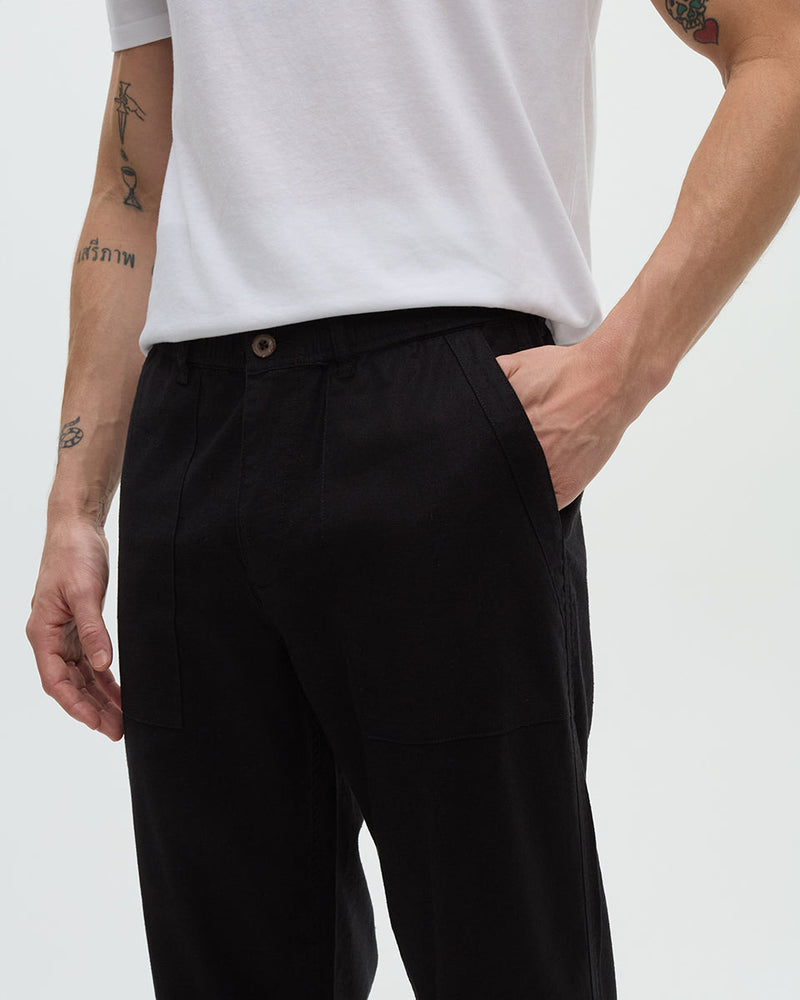 Black-Hemp-Cotton-Straight-Leg-Pant