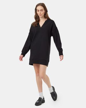 Black-Henley-Neckline-Oversized-Fit-Rib-Dress