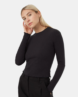 Black-High-Crew-Neck-Ribbed-Long-Sleeve-Top