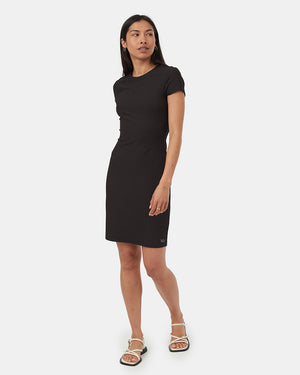 Black-Knee-Length-Slim-Quick-dry-T-Shirt-Dress