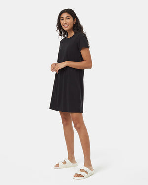 Black-Knee-Length-Slitted-T-Shirt-Dress