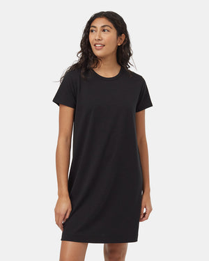 Black-Knee-Length-Slitted-T-Shirt-Dress