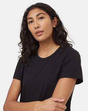 Black-Knee-Length-Slitted-T-Shirt-Dress