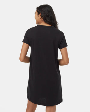 Black-Knee-Length-Slitted-T-Shirt-Dress