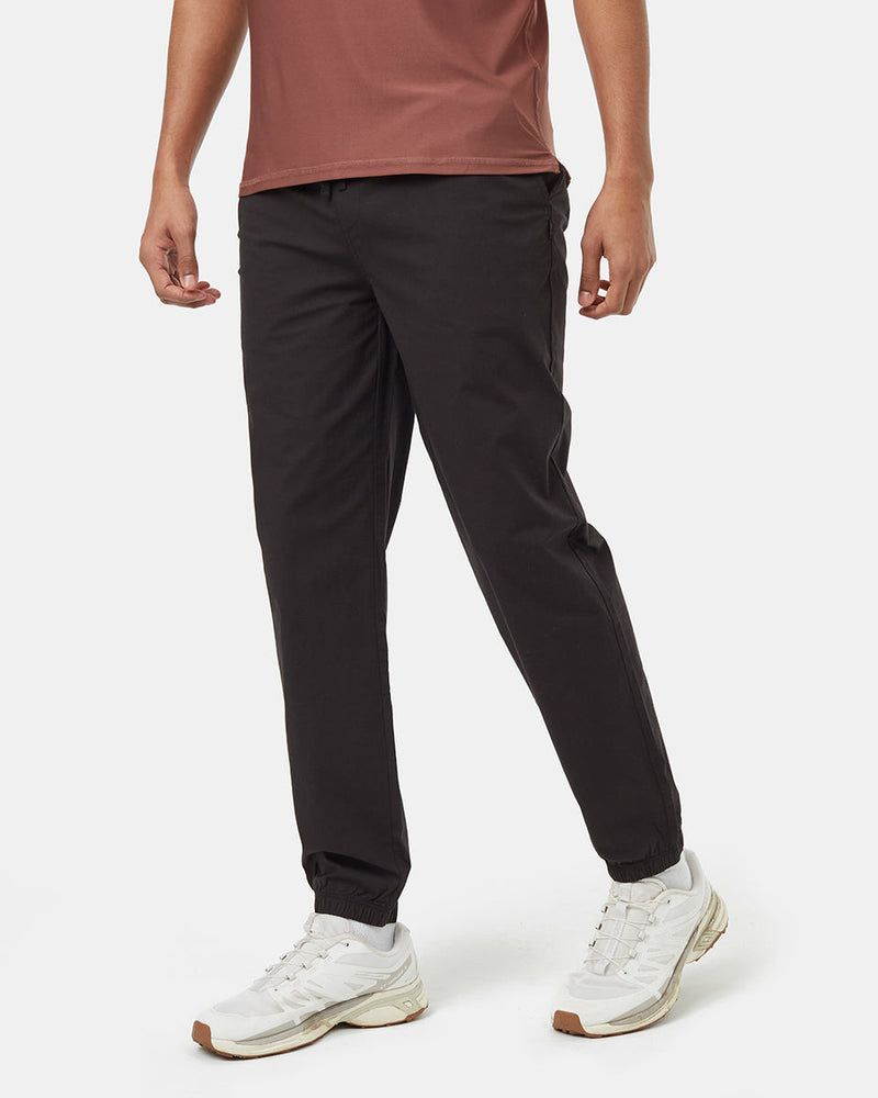Black-Mid-Rise-Full-Length-Elastic-Cuff-Pant