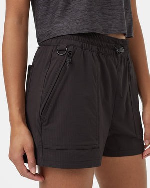 Black-Mid-Rise-Water-Repellent-Zip-Pocket-Shorts