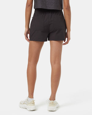 Black-Mid-Rise-Water-Repellent-Zip-Pocket-Shorts