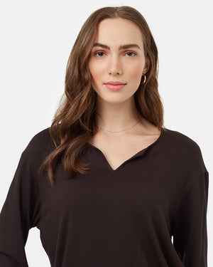 Black-Notch-Crew-Neck-Drawcord-Long-Sleeve-Top