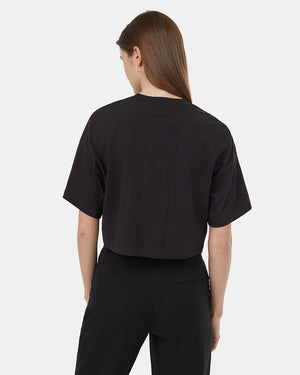 Black-Organic-Cotton-Crew-Neck-Cropped-Shortsleeve-T-Shirt