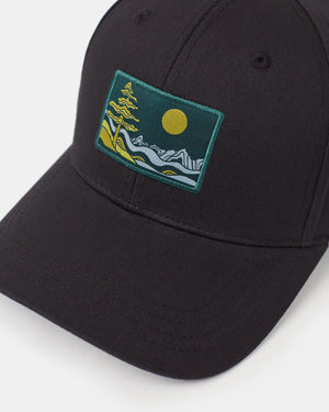 Black-Organic-Cotton-Mid-Profile-Graphic-Baseball-Cap