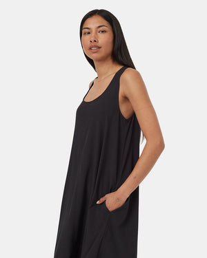 Black-Relaxed-A-line-Sleeveless-Midi-Dress