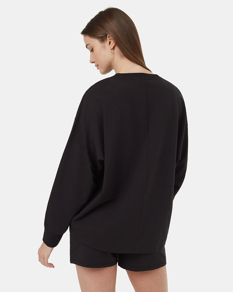 Black-Ribbed-Crew-Neck-Oversized-Fleece-Sweatshirt