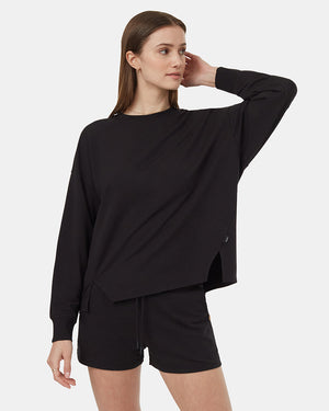 Black-Ribbed-Crew-Neck-Oversized-Fleece-Sweatshirt