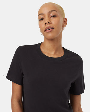 Black-Ribbed-Crew-Neck-Shortsleeve-T-Shirt