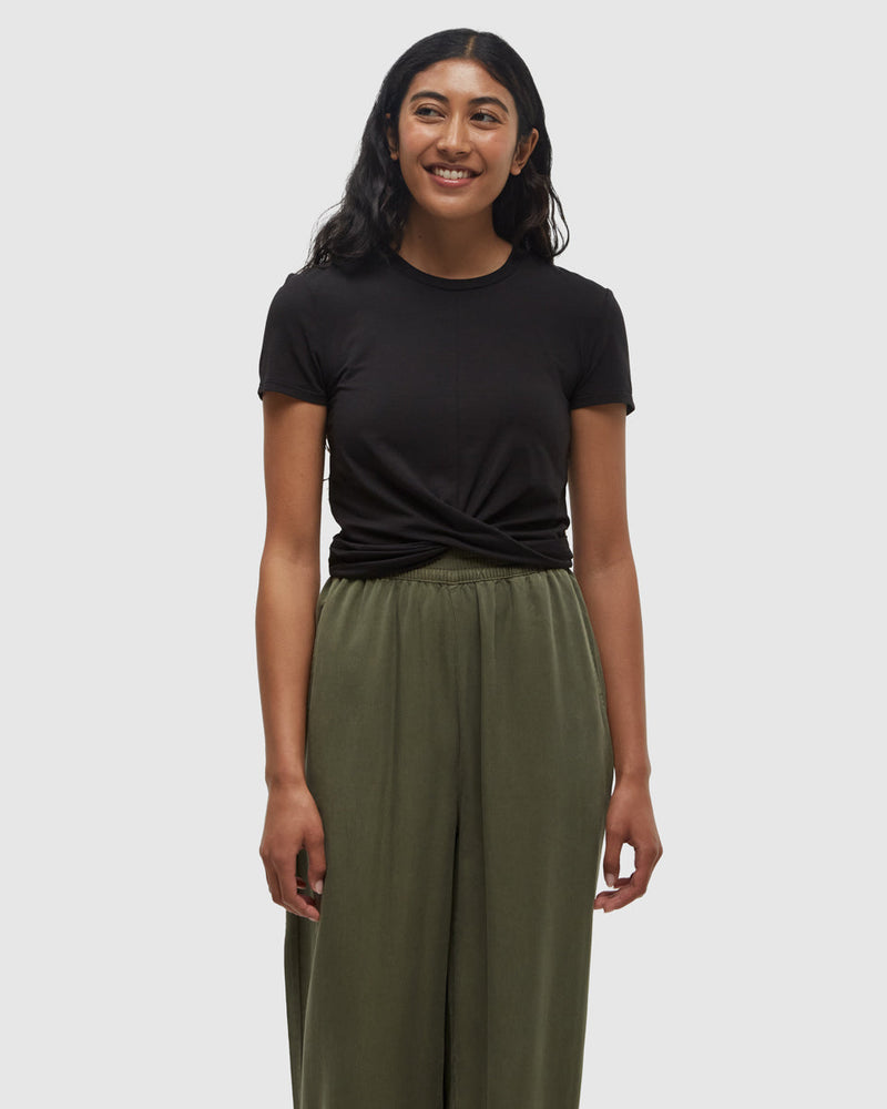 Black-Twist-Front-Shortsleeve-T-Shirt
