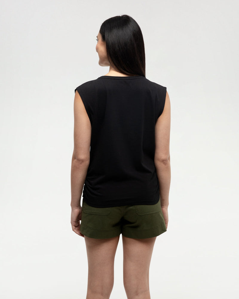 Black-Twist-Front-Sleeveless-T-Shirt