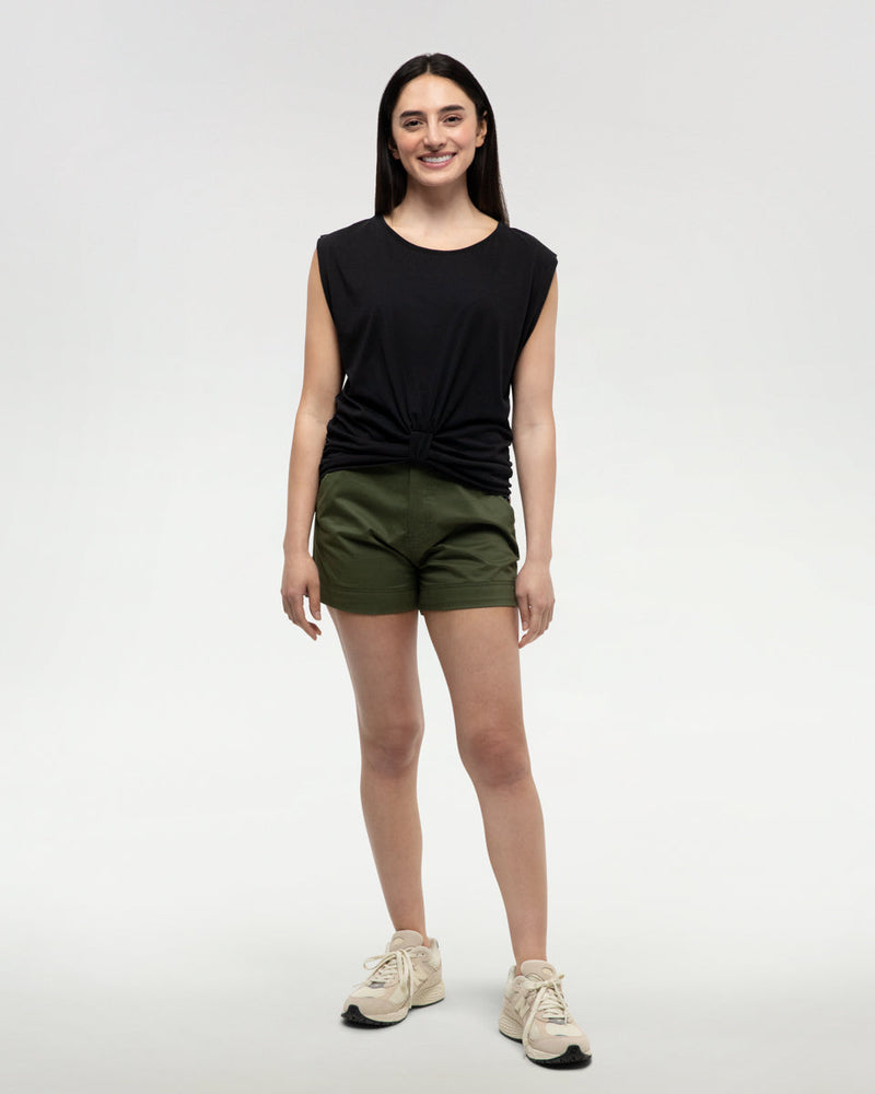 Black-Twist-Front-Sleeveless-T-Shirt