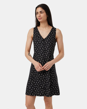 Black-V-Neck-Buttoned-Knee-Length-Tank-Dress