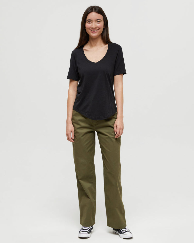 Black-V-Neck-Short-Sleeve-T-Shirt