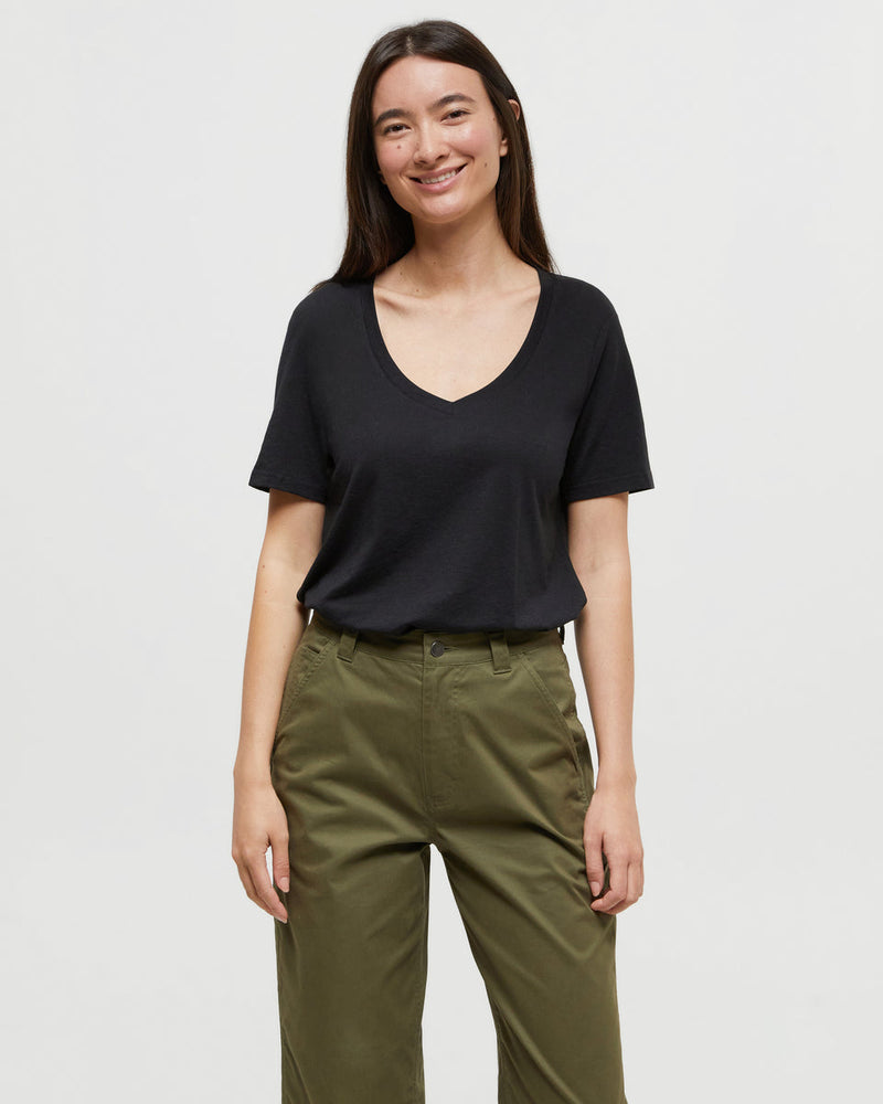 Black-V-Neck-Short-Sleeve-T-Shirt