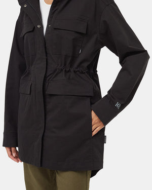 Black-Water-Repellent-Mock-Collar-Zip-Up-Jacket