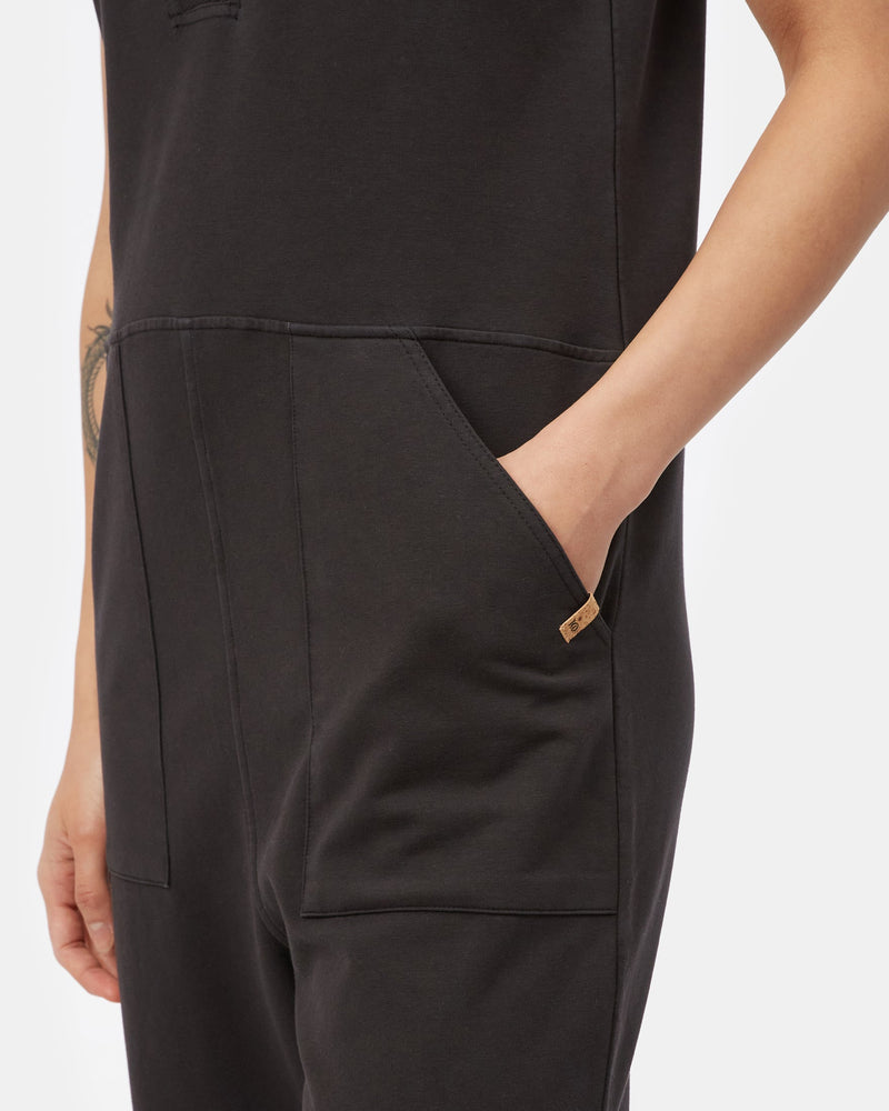Black-Womens-Organic-Cotton-V-Neck-Romper