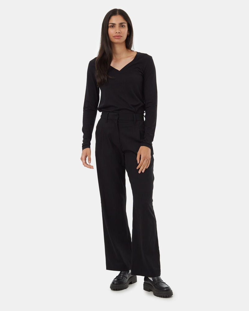 Black-Womens-Recycled-V-Neck-Long-Sleeve-Top