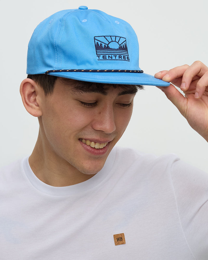 Blue-5-Panel-Flat-Brim-Baseball-Cap