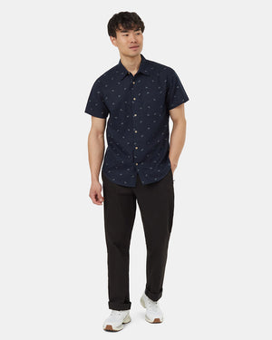 Blue-Collared-Patterned-Shortsleeve-Button-Up-Shirt