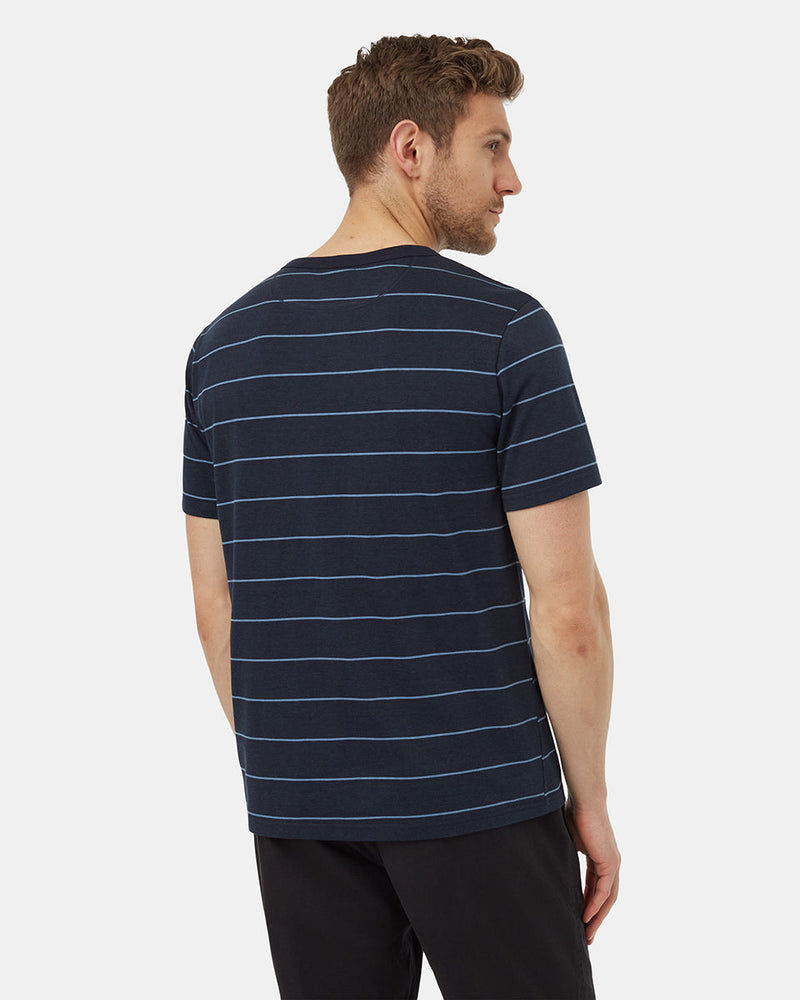 Blue-Crew-Neck-Shortsleeve-Striped-T-Shirt