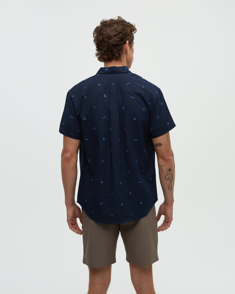 Blue-Dobby-Regular-Collar-Short-Sleeve-Shirt