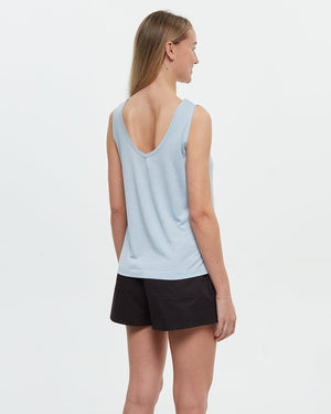 Blue-Double-V-Neck-Regular-Fit-Tank-Top