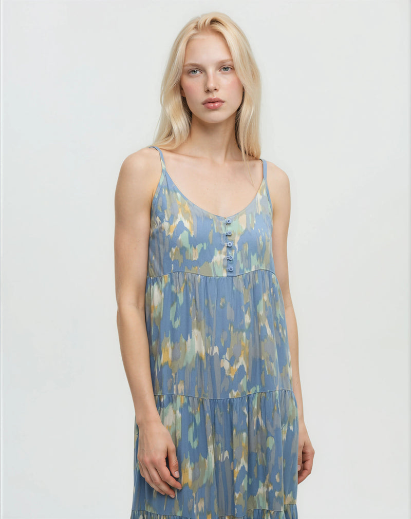 Blue-EcoWoven-Crepe-Tiered-Cami-Dress