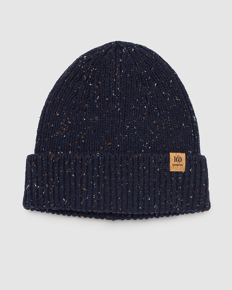 Blue-Fleck-Yarn-Single-Folded-Ribbed-Beanie