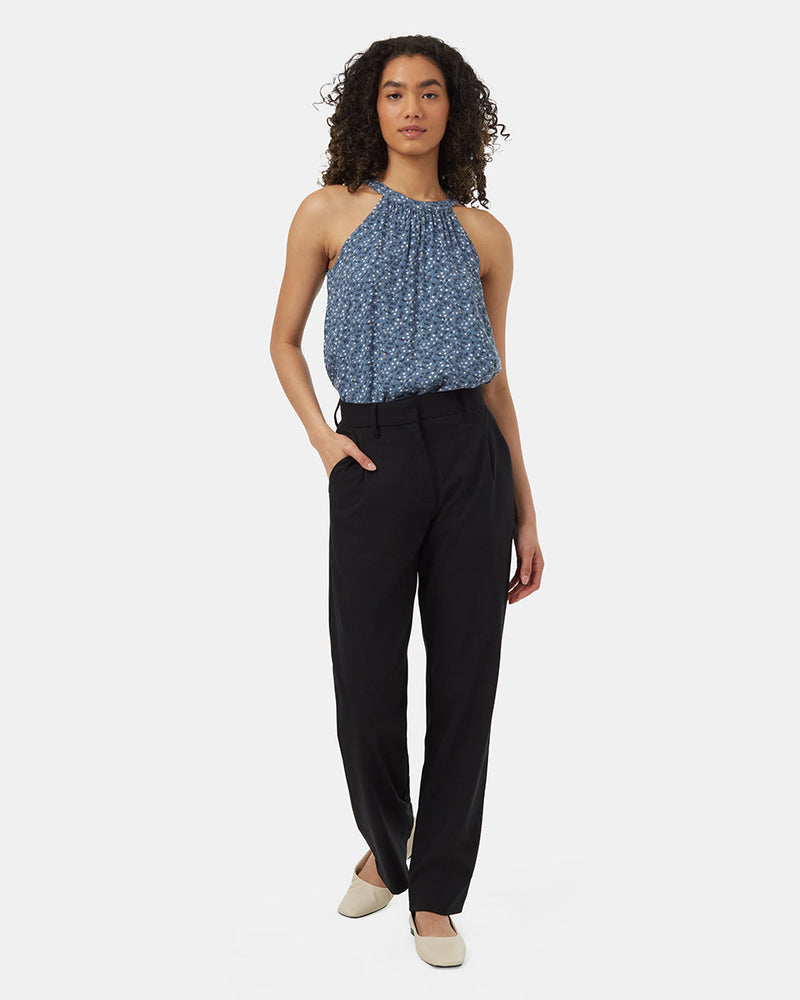 Blue-Halter-Neck-Lightweight-Tank-Top