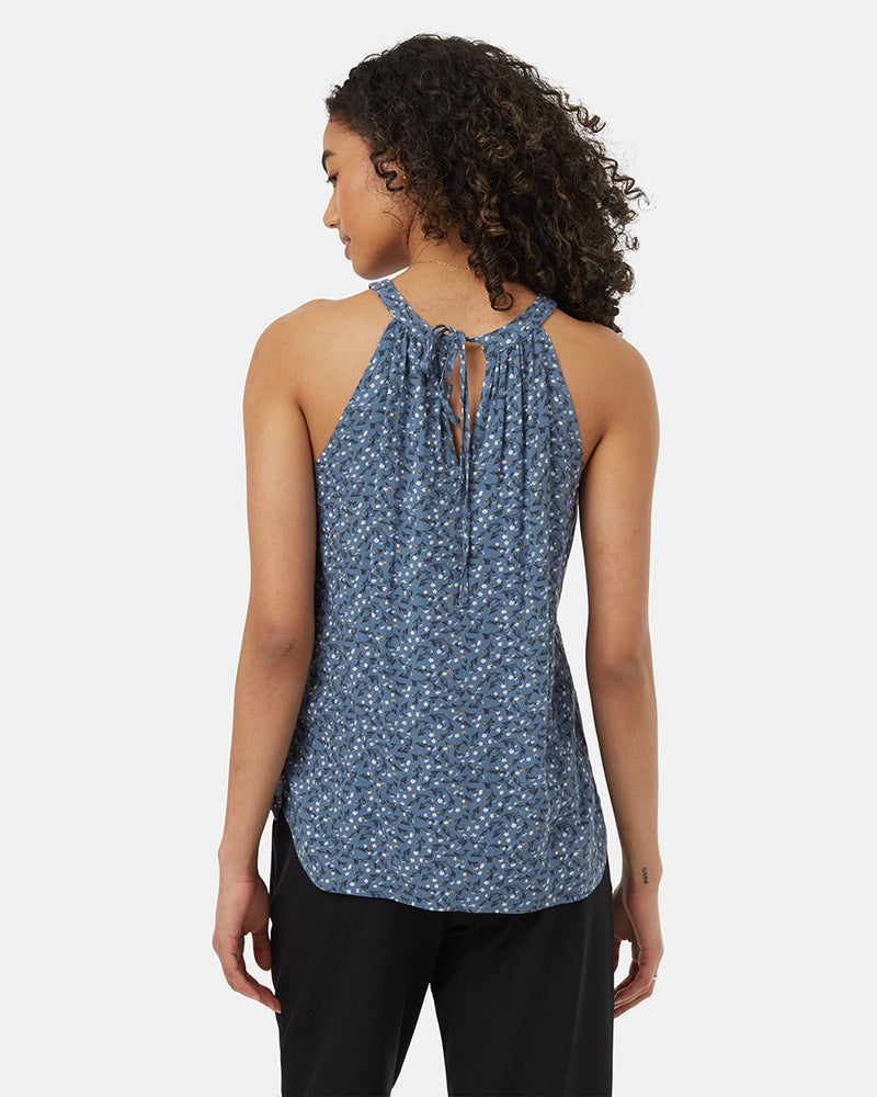 Blue-Halter-Neck-Lightweight-Tank-Top